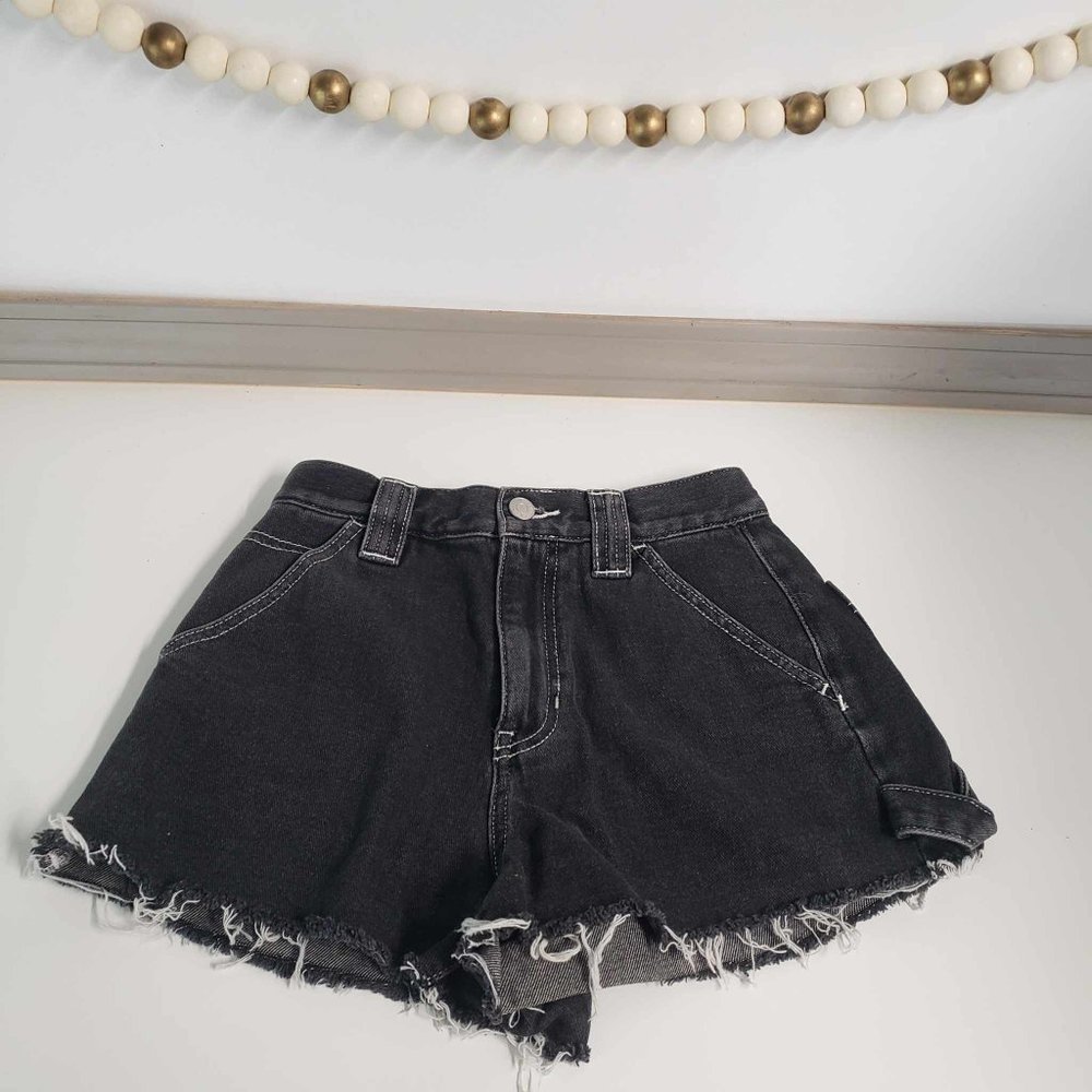 PacSun Black Distressed High Waisted Denim Shorts